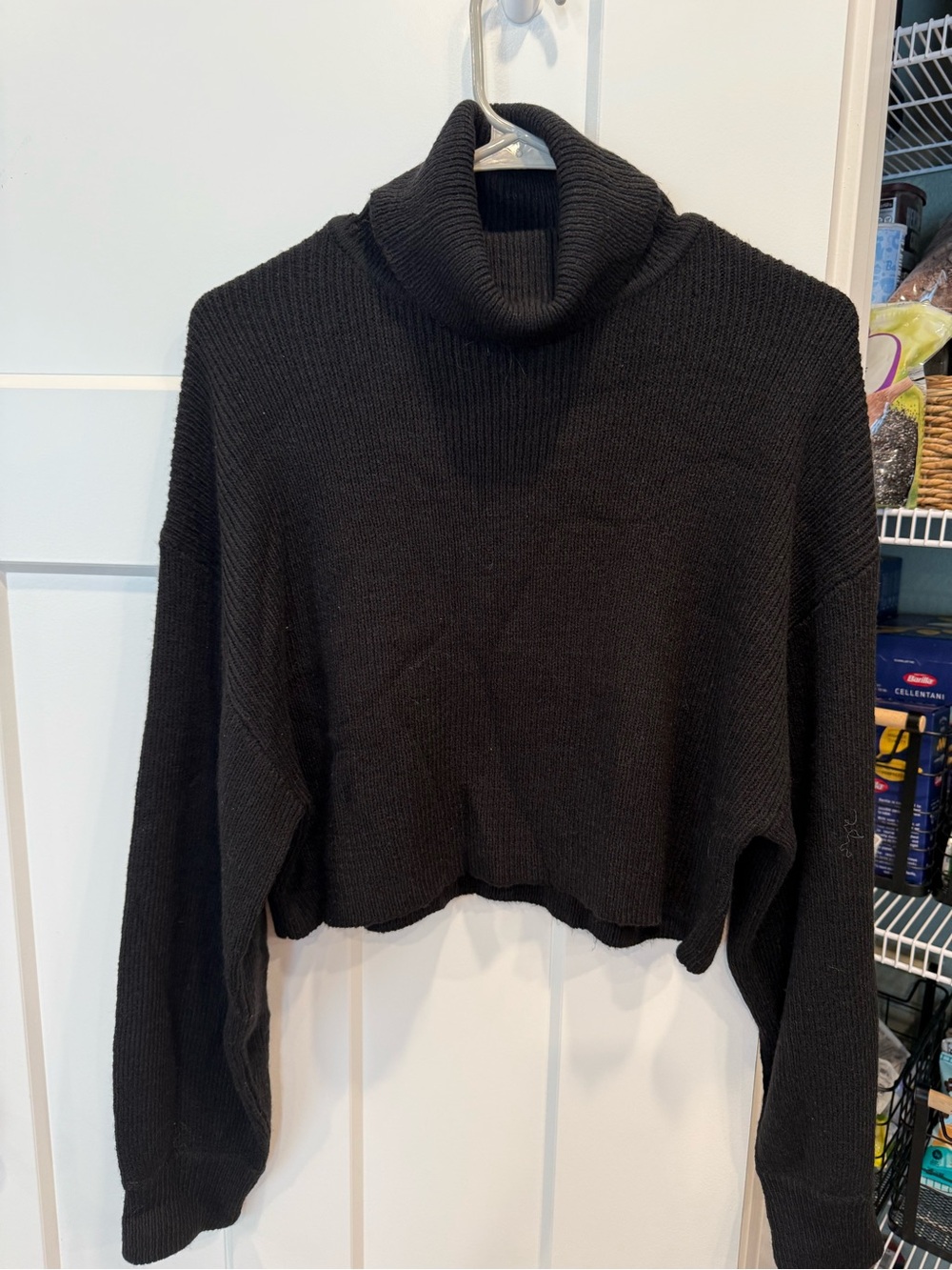 H&M Black Cropped Turtleneck Sweater